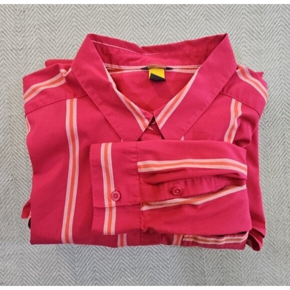 Eddie Bauer Long Sleeve Blouse Women's T2XL Fuchsia Striped Button Down EUC LN - Picture 16 of 16